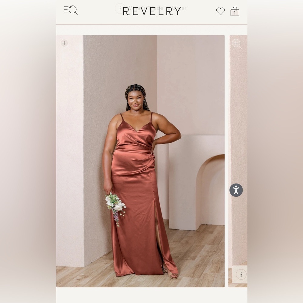 Revelry Rory Dress in Cinnamon Rose Satin Size 6 PETITE Maxi (NWT)